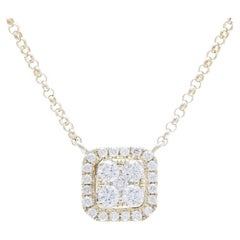 Moonlight Collection Cushion Cluster Pendant: 0.22 Ct Diamond in 18K Yellow Gold