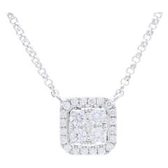 Moonlight Collection Cushion Cluster Pendant: 0.22 Ctw Diamond in 18K White Gold