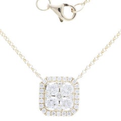 Ciondolo a grappolo con cuscino della Collection'S: Diamante da 1 carato in oro giallo 14K