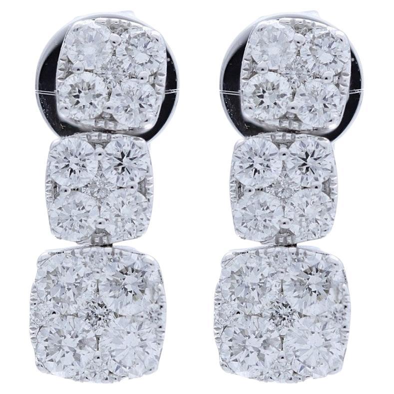 Moonlight Collection Dangling Earring 1 Ct Diamond in 14K White Gold For Sale