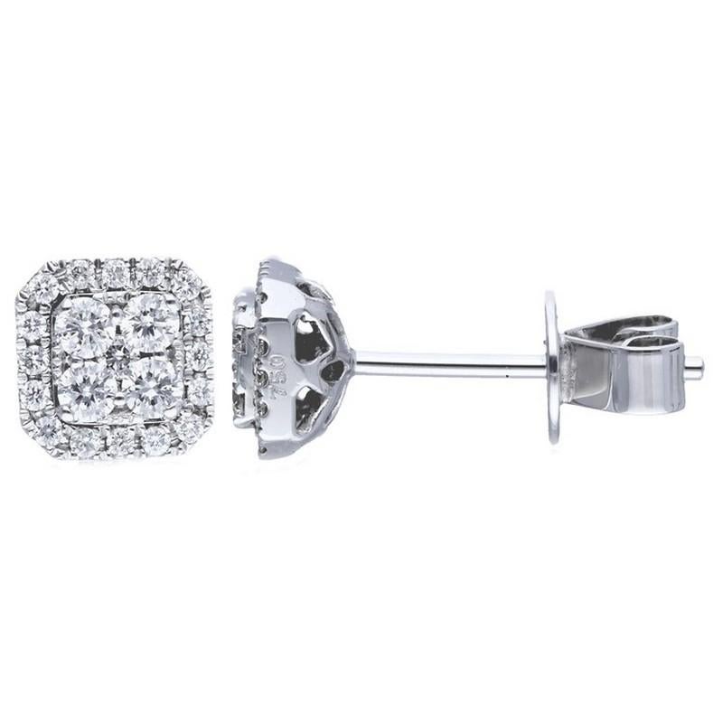 Diamond Total Carat Weight: These Moonlight Collection Cushion Cluster Stud Earrings showcase a total carat weight of 0.39 carats. A cluster of 42 round diamonds is meticulously set to create a captivating and radiant design.

Diamonds: Revel in the