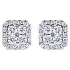 Moonlight Collection Earring Cushion Studs: 0.39 Ctw Diamonds in 14K White Gold