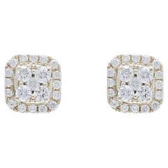 Moonlight Collection Earring Cushion Studs: 0.39 Ctw Diamonds in 14K Yellow Gold