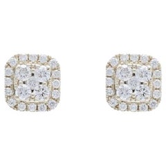 Clous d'oreilles coussin collection Moonlight : 0,39 ct. pt. diamants en or jaune 14 carats