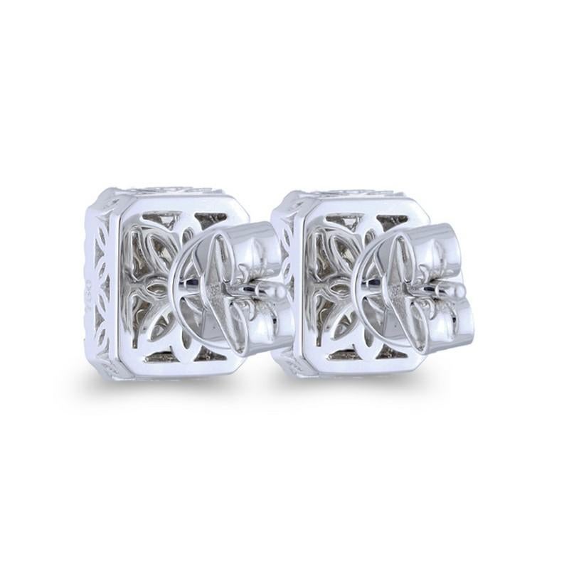 Round Cut Moonlight Collection Earring Cushion Studs: 0.58 Ctw Diamonds in 14K White Gold For Sale