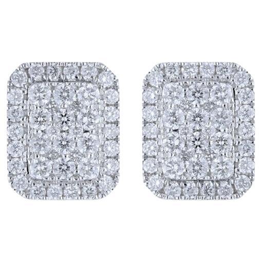 Clous d'oreilles coussin de la collection Moonlight : 0,58 carat de diamants en or blanc 14 carats en vente