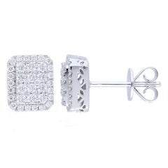 Clous d'oreilles coussin de la collection Moonlight : diamants de 0,8 carat en or blanc 14 carats