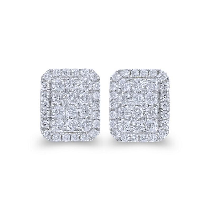 Modern Moonlight Collection Earring Cushion Studs: 0.8 Carat Diamonds in 14K White Gold For Sale