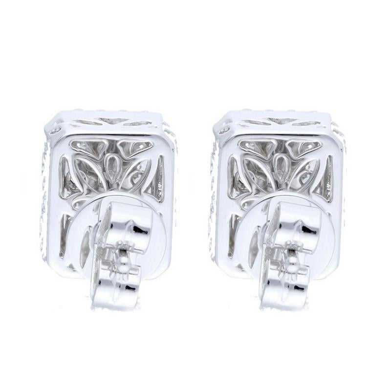 Taille ronde Clous d'oreilles coussin de la collection Moonlight : diamants de 0,8 carat en or blanc 14 carats en vente