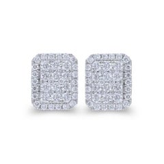 Moonlight Collection Earring Cushion Studs: 0.8 Carat Diamonds in 14K White Gold