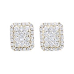 Clous d'oreilles coussin de la collection Moonlight : 0,8 carat de diamants en or jaune 14 carats