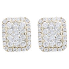 Moonlight Collection Earring Cushion Studs: 0.8 Ctw Diamonds in 14K Yellow Gold