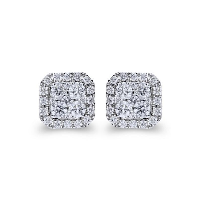 Poids total en carats des diamants : Ces boucles d'oreilles Moonlight Collection Cushion Cluster s'enorgueillissent d'un total de 0,57 carats de diamants. L'ensemble comprend 50 diamants ronds exquis, créant une grappe étonnante.

Diamants :
