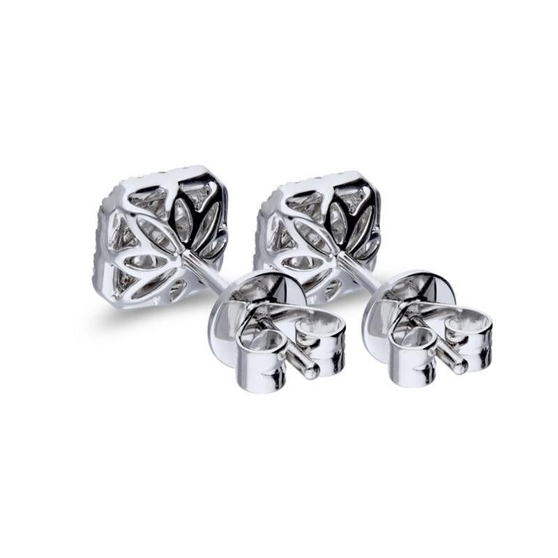 Taille ronde Clous d'oreilles collection Moonlight : diamants 0,57 carat en or blanc 14 carats en vente