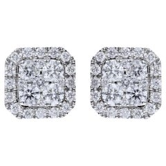 Moonlight Collection Earring Studs: 0.57 Carat Diamonds in 14K White Gold