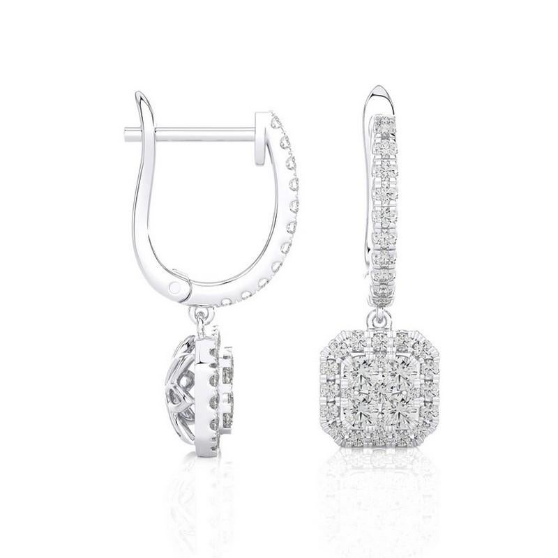 Taille ronde Clous d'oreilles collection Moonlight : diamants de 0,74 carat en or blanc 14 carats en vente