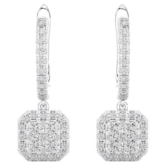 Clous d'oreilles collection Moonlight : diamants de 0,74 carat en or blanc 14 carats en vente