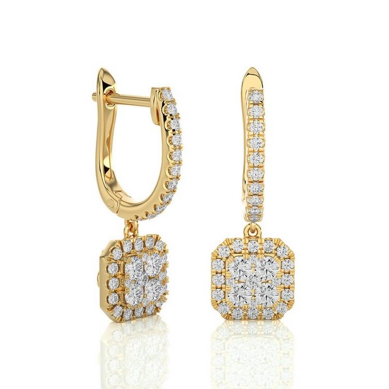 Modern Moonlight Collection Earring Studs: 0.74 Carat Diamonds in 14K Yellow Gold For Sale