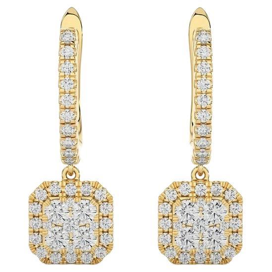 Moonlight Collection Earring Studs: 0.74 Carat Diamonds in 14K Yellow Gold For Sale