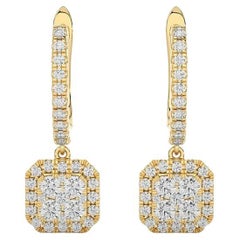 Clous d'oreilles collection Moonlight : diamants de 0,74 carat en or jaune 14 carats