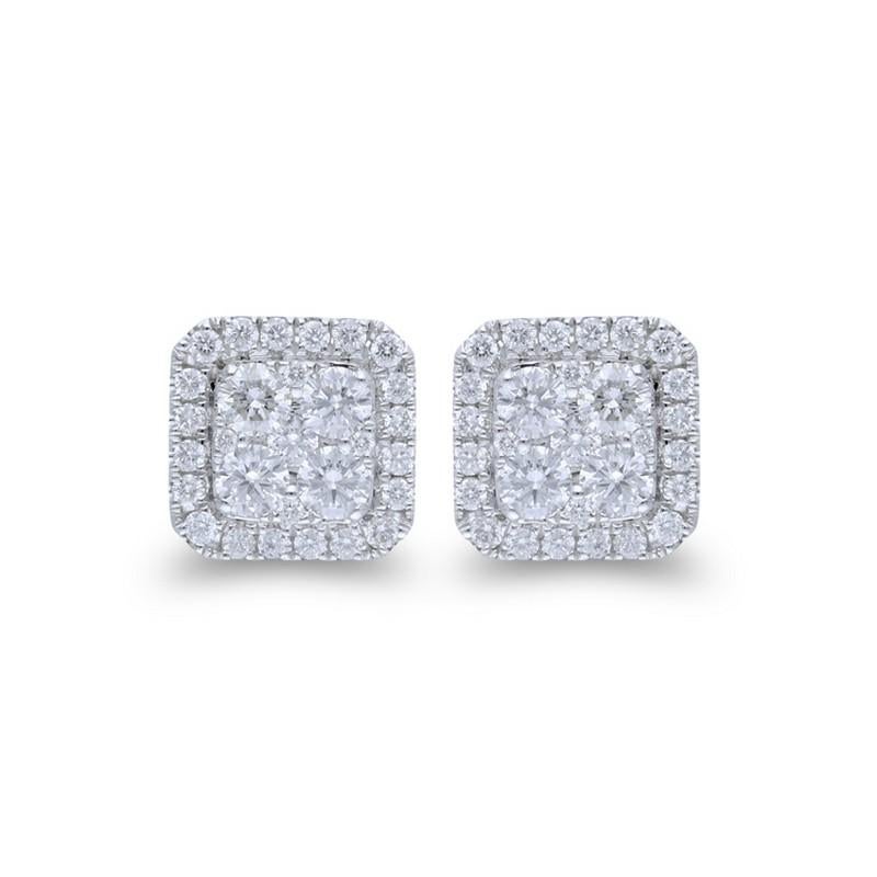 Modern Moonlight Collection Earring Studs: 0.78 Carat Diamonds in 14K White Gold For Sale