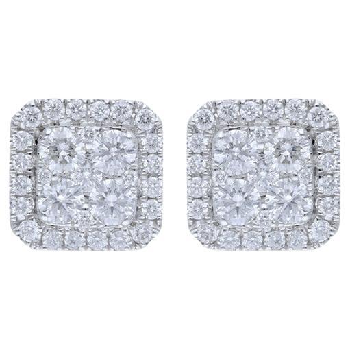 Moonlight Collection Earring Studs: 0.78 Carat Diamonds in 14K White Gold