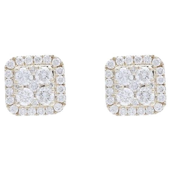 Moonlight Collection Earring Studs: 0.78 Carat Diamonds in 14K Yellow Gold For Sale