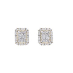Moonlight Emerald Cluster Earrings: 0.35 Carat Diamonds in 14K Yellow Gold