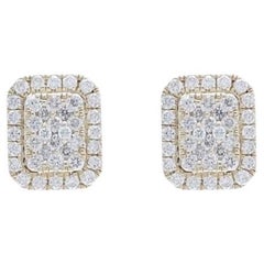 Moonlight Emerald Cluster Earrings: 0.35 Carat Diamonds in 14K Yellow Gold