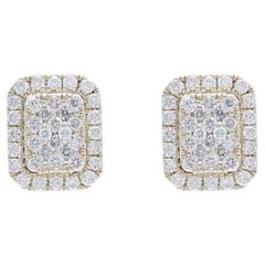 Moonlight Emerald Cluster Earrings: 0.35 Carat Diamonds in 14K Yellow Gold