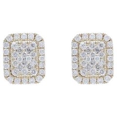 Boucles d'oreilles grappe d'émeraudes Moonlight : diamants 0,35 carat en or jaune 14 carats