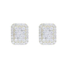 Moonlight Emerald Cluster Earrings: 0.58 Carat Diamonds in 14K Yellow Gold