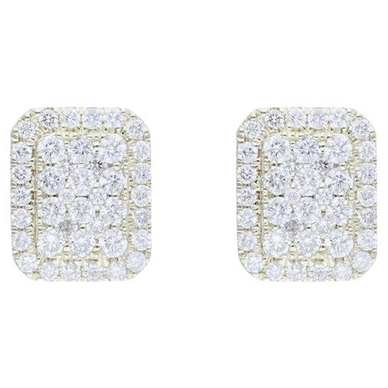 Moonlight Emerald Cluster Earrings: 0.58 Carat Diamonds in 14K Yellow Gold For Sale