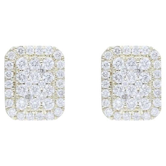 Boucles d'oreilles grappe d'émeraudes Moonlight : diamants 0,58 carat en or jaune 14 carats