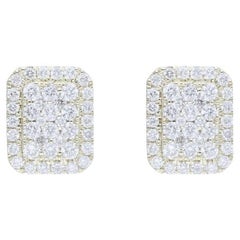 Boucles d'oreilles grappe d'émeraudes Moonlight : diamants 0,58 carat en or jaune 14 carats