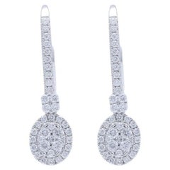 Boucles d'oreilles en or blanc 14 carats collection Moonlight : diamants ovales de 0,42 carat