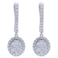 Boucles d'oreilles en or blanc 14 carats collection Moonlight : diamants ovales de 0,73 carat