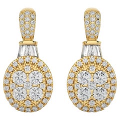 Moonlight Collection Ovale Cluster-Ohrringe: 0,88 Ctw Diamant ins 14K Gelbgold