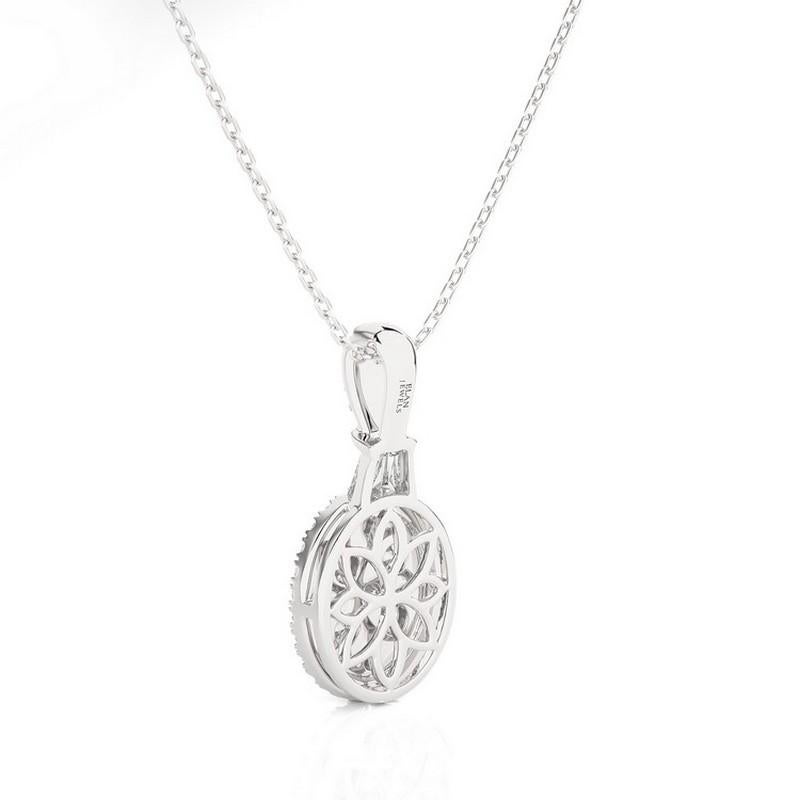 Round Cut Moonlight Collection Oval Cluster Pendant: 0.7 Carat Diamonds in 14K WhiteGold For Sale