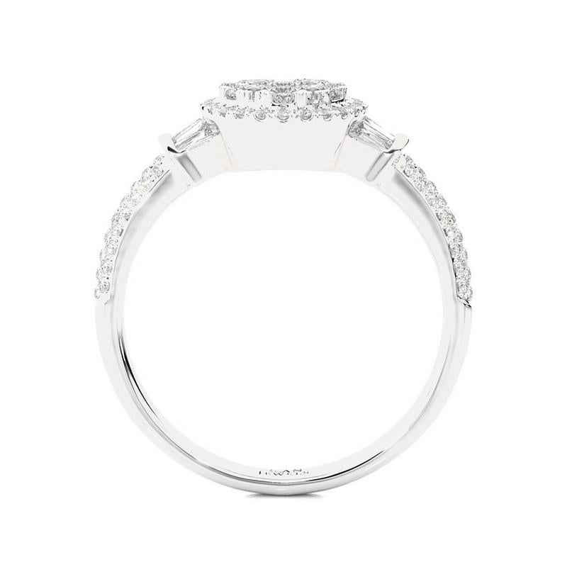 Modern Moonlight Collection Oval Cluster Ring: 0.87 Carat Diamonds in 14K White Gold For Sale