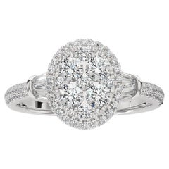 Moonlight Collection Oval Cluster Ring: 0.87 Carat Diamonds in 14K White Gold