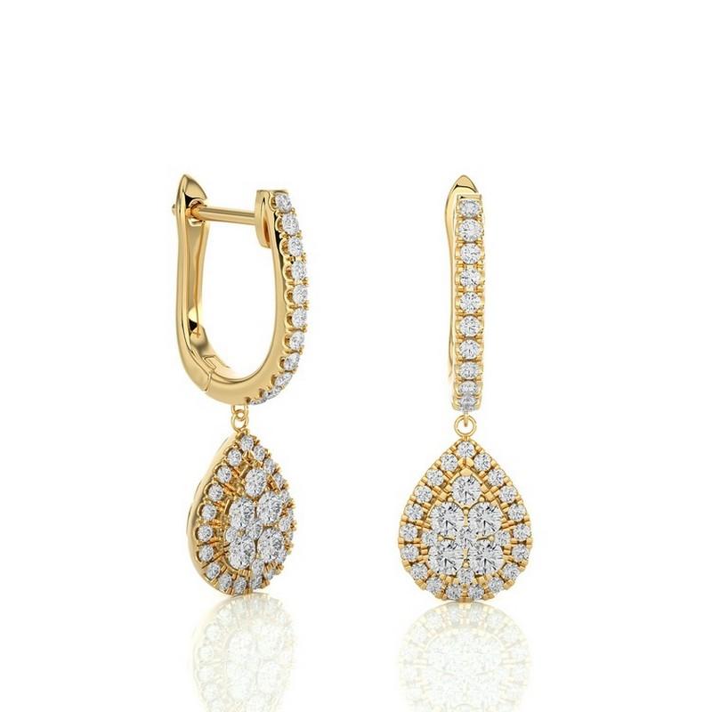 Moderne Boucles d'oreilles Moonlight Collection en or jaune 14 carats avec diamants en forme de poire : 0,70 carat en vente