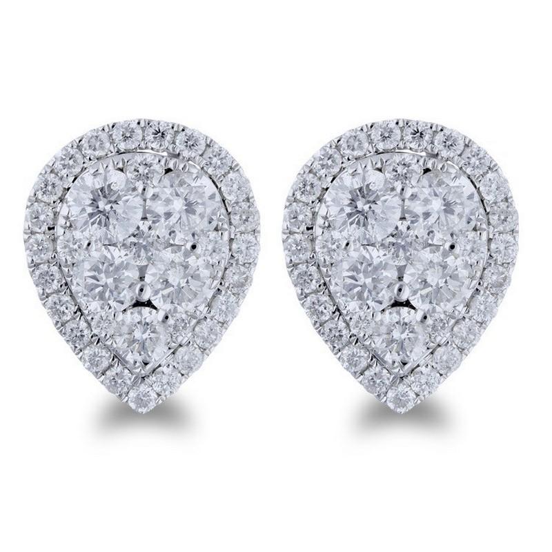 Modern Moonlight Collection Pear Cluster Earring: 1.26 Carat Diamonds in 14K White Gold For Sale