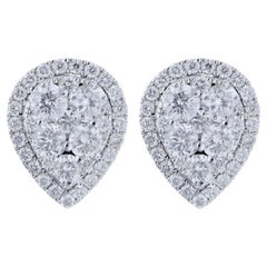 Moonlight Collection Pear Cluster Earring: 1.26 Carat Diamonds in 14K White Gold