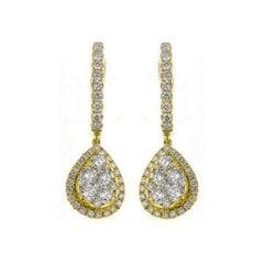 Moonlight Collection Pear Cluster Earring: 1.61 Carat Diamond in 14K Yellow Gold