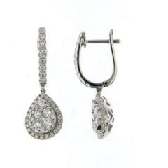 Moonlight Collection Pear Cluster Earring: 1.61 Carat Diamonds in 14K White Gold