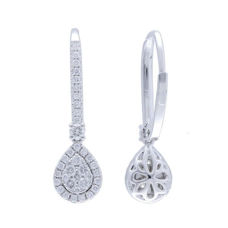 Diamonds: The earrings are adorned with a dazzling cluster of 74 round diamonds, carefully set to enhance their brilliance and sparkle. Each diamond is meticulously chosen for its exceptional quality, ensuring a captivating display of light and