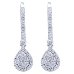 Moonlight Collection Pear Cluster Earrings: 0.44 Carat Diamond in 18K White Gold