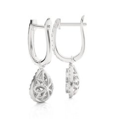 Moonlight Collection Pear Cluster Earrings: 0.46 Carat Diamond in 14K White Gold