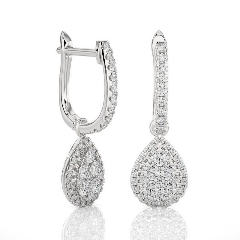 Moderne Boucles d'oreilles en or blanc 14 carats collection Moonlight : diamants en forme de poire de 0,46 carat en vente